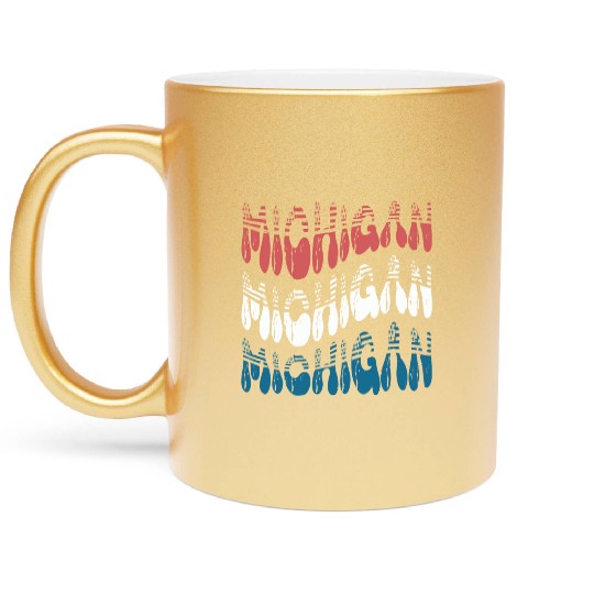 Michigan Red White Blue Cute Groovy Metallic Mugs