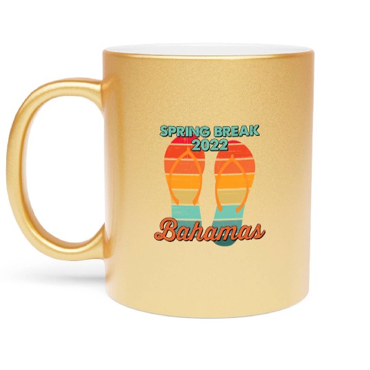 Spring Break Bahamas Beach 2022 Flip Flops Metallic Mugs