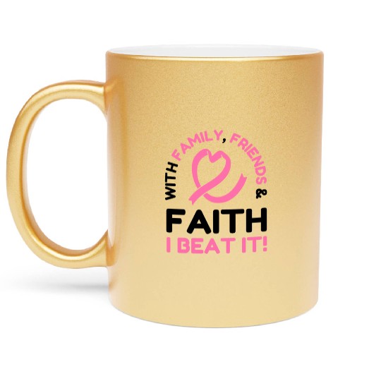 I Beat Breast Cancer Pink Ribbon Breast Cancer Metallic Mugs