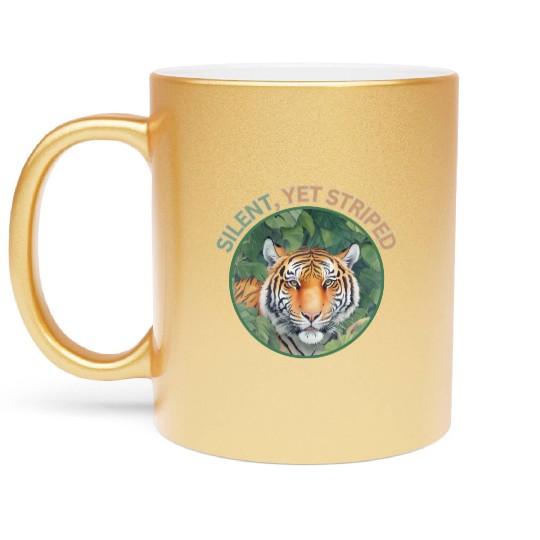 Silent yet striped, beauty of the tiger Metallic Mugs