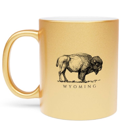 Wyoming With A Buffalo Metallic Mugs