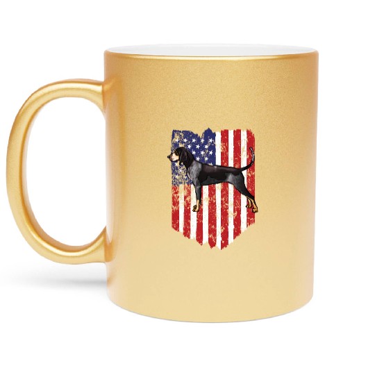 American Flag Bluetick Coonhound 4Th Of July Usa Metallic Mugs