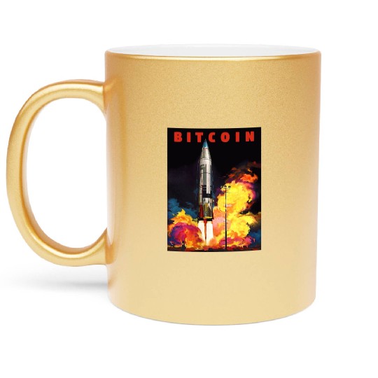 Bitcoin Blast-off Metallic Mugs