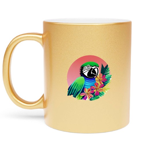 Macaw in the Tropics Metallic Mugs