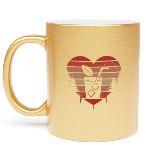 Cute Red Vintage Heart Sweet Tea Valentine Day Metallic Mugs