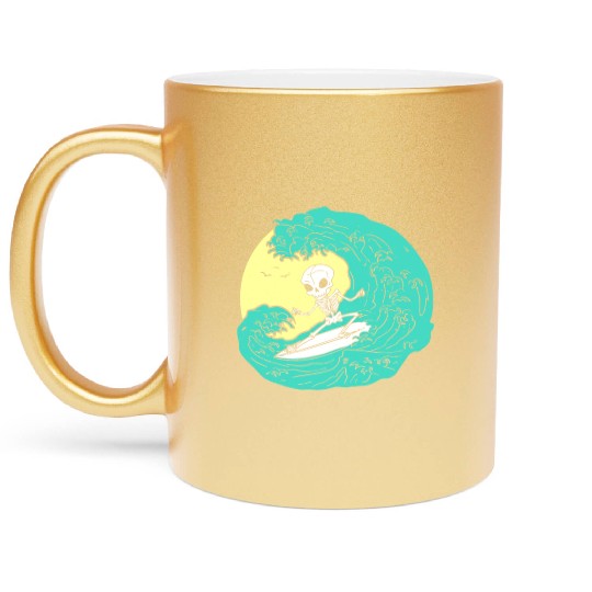 Skeleton surfing on Wave Metallic Mugs