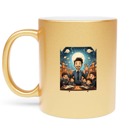 Back to School Pre-K Kindergarten Teacher Student Metallic Mugs