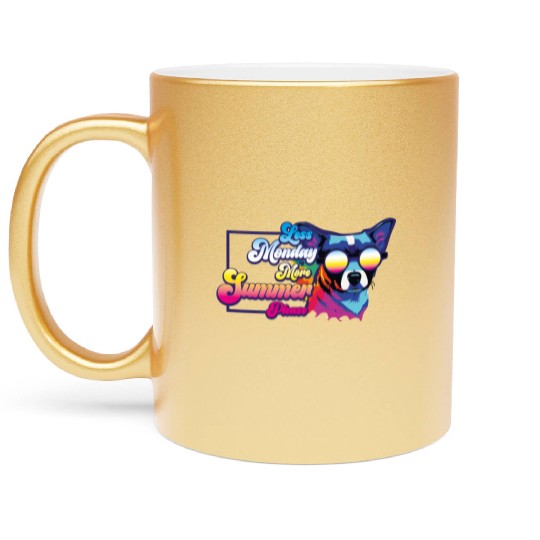 Less Monday, More Summer | Beach Party Dog Lovers Metallic Mugs