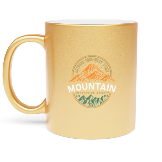 The mountains call hiking rock climbing Metallic Mugs
