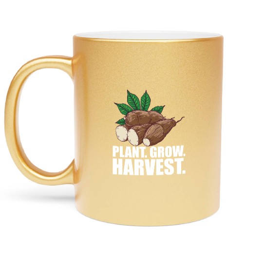 Cassava Farmer Plant Grow Harvest W Metallic Mugs
