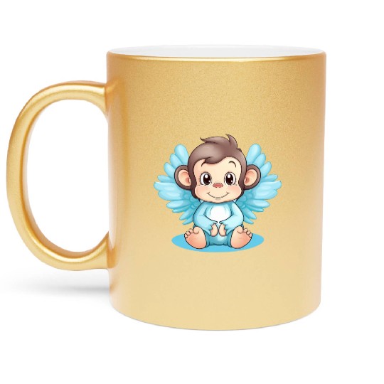 Monkey Chimpanzee Angel, Inspiring Animal Design Metallic Mugs