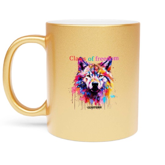 Lone Wolf in Multicolor Metallic Mugs