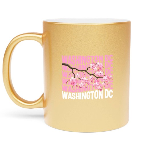 Washington DC Metallic Mugs, Cherry Blossom Floral Pop
