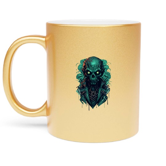 Green Toxic Zombie RPG Game Style Metallic Mugs