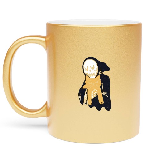 The grim reaper loves cat Metallic Mugs