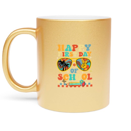 Happy First Day of School Teacher Kid Welcome Back Metallic Mugs