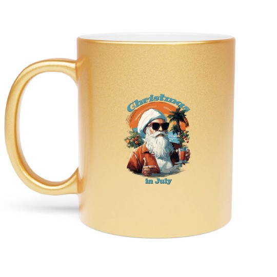 Beachside Santa | "Christmas in July" Festive Metallic Mugs