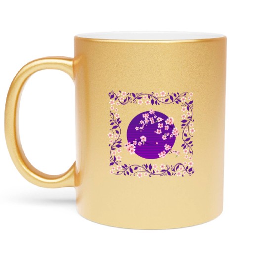 Cherry Blossom Metallic Mugs, Aesthetic Vaporwave Sakura