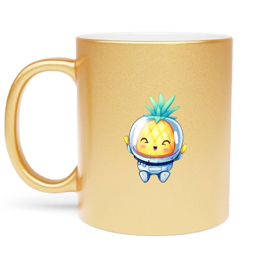 Kawaii astronauts pineapple Metallic Mugs