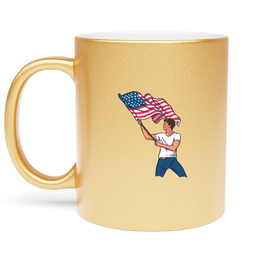 Waving Usa Flag Metallic Mugs