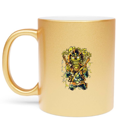 Electrified Skull Cowboy Illustration Metallic Mugs