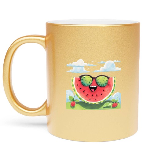 Cute Watermelon Party Summer Melon Fruit Metallic Mugs