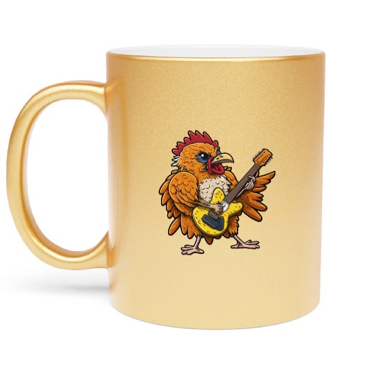 Groovy Cheese: Strumming to Cheesy Melodies Metallic Mugs