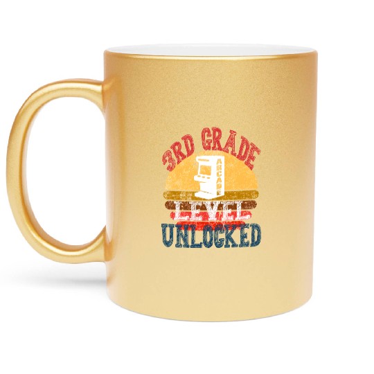 3rd Grade Level Unlocked Gamer First Day Of School Metallic Mugs