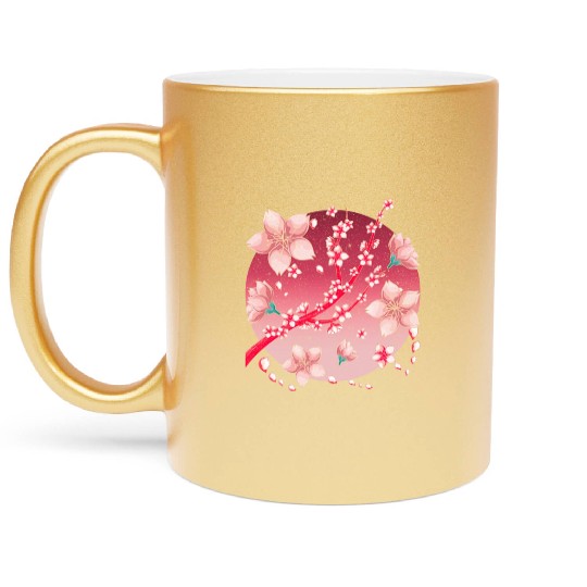 Japanese culture sakura gift cherry blossoms Metallic Mugs