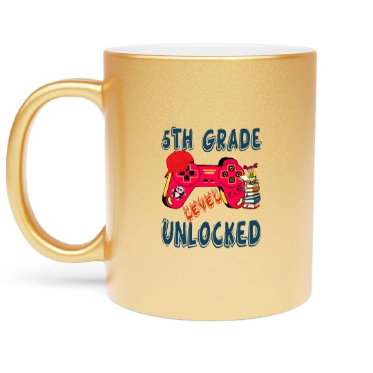 5th Grade Level Unlocked Video Game Back to School Metallic Mugs