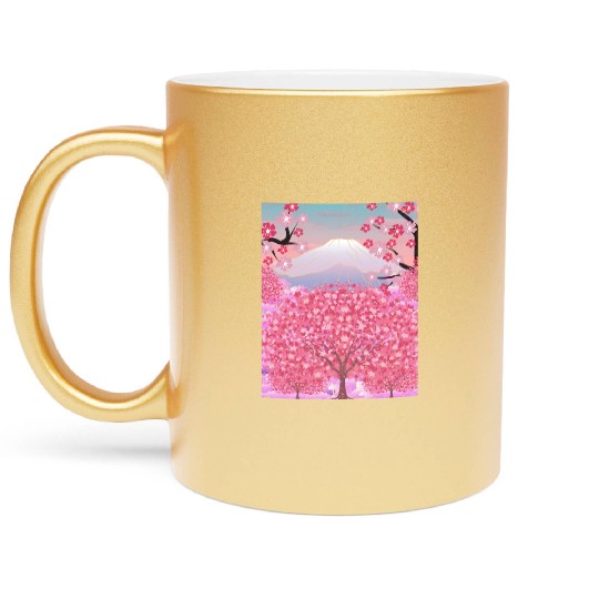 Japan nature mountain sakura gift cherry blossoms Metallic Mugs