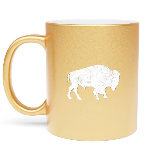 Distressed Buffalo Bison Animal Metallic Mugs