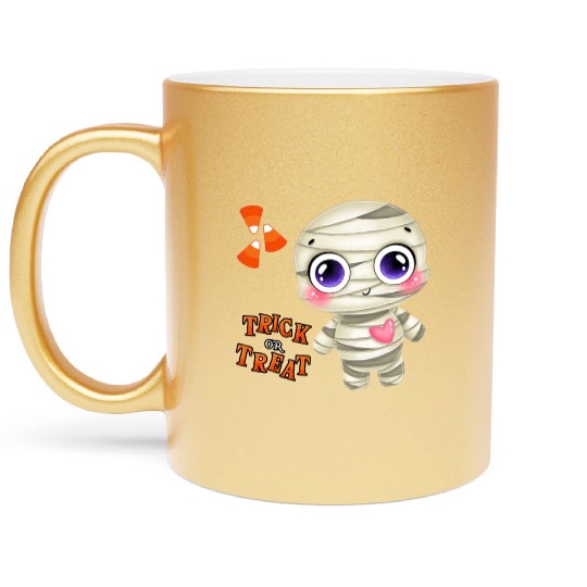 Cute halloween Trick or treat Funny cute mummy Metallic Mugs