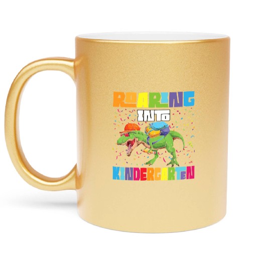 Roaring Kindergarten Dinosaur T Rex Back To School Metallic Mugs