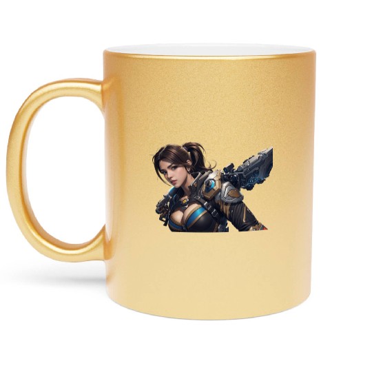 Sexy female gamer chick Metallic Mugs