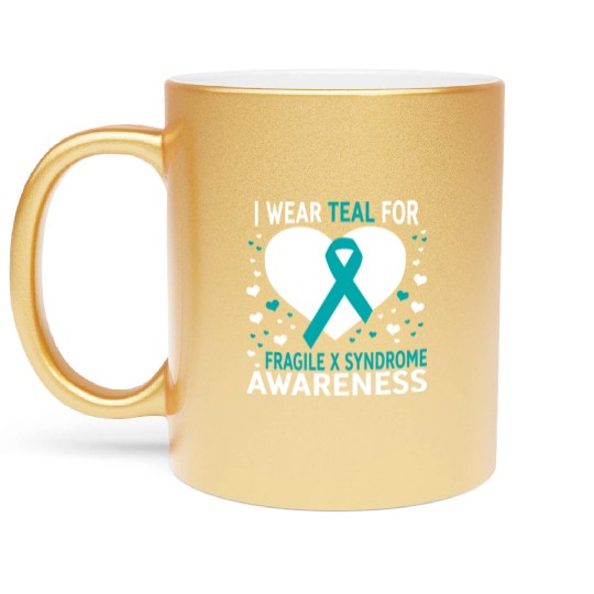 I Wear Teal For Support Fragile X Syndrome Metallic Mugs