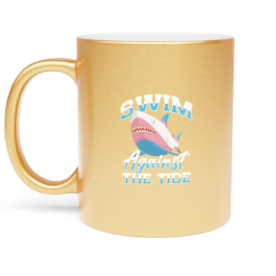 Shark Lover Transgender Pride Flag Trans LGBT Metallic Mugs