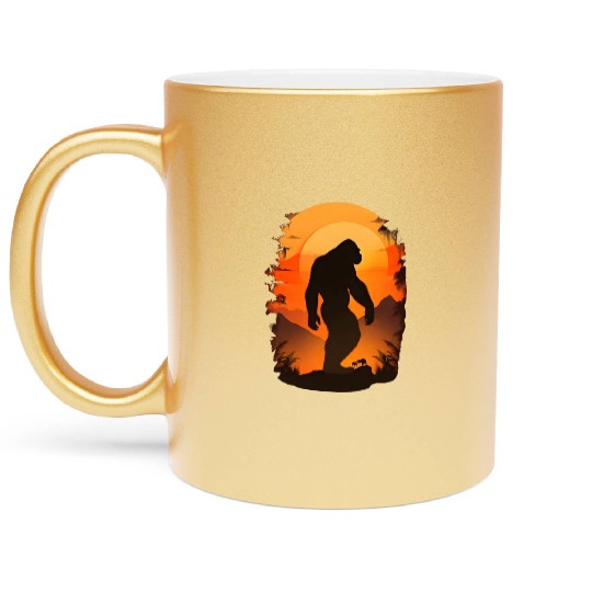 A Sasquatch Silhouette In The North Metallic Mugs