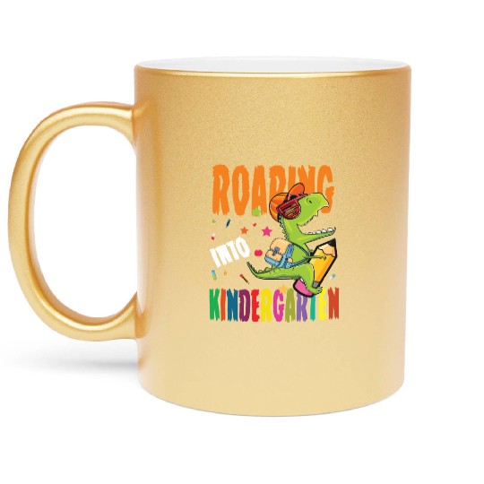 Roaring into kindergarten 1st Day Back To School Metallic Mugs