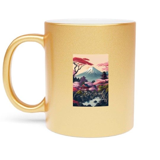 Asia Landscape Serene Mount Fuji Metallic Mugs