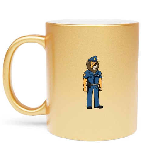 lion policeman Metallic Mugs