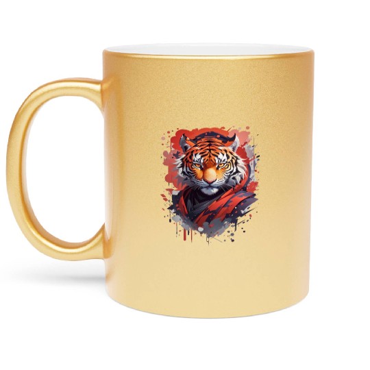 Ninja Tiger Print Metallic Mugs