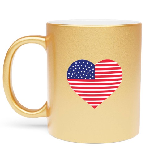 american flag heart Metallic Mugs