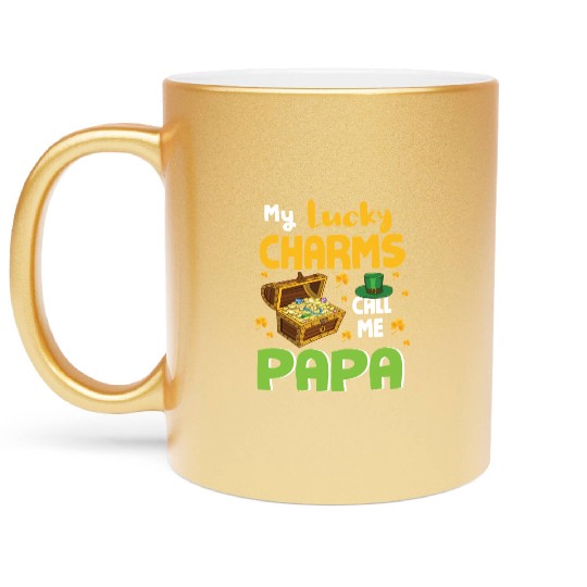 Gold Shamrocks Saint Patrick My Lucky Charms Call Metallic Mugs