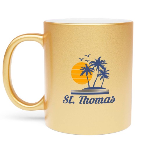 Saint St Thomas Caribbean Island Beach Metallic Mugs