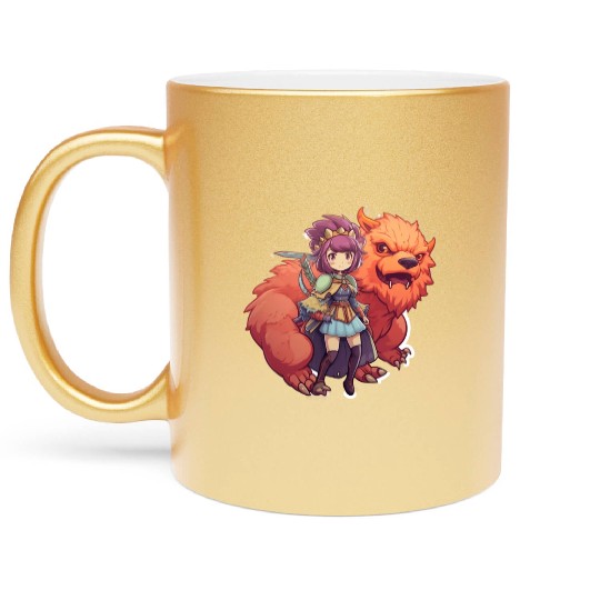 Whimsical Beast Tamer Commandin Design Metallic Mugs