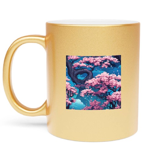 Anime Euphoria: Fantasy Cherry Blossom Dreamscape Metallic Mugs