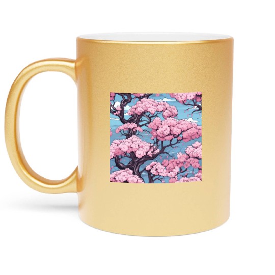 Anime Euphoria: Fantasy Cherry Blossom Dreamscape Metallic Mugs