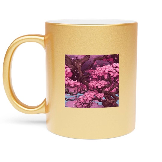 Anime Euphoria: Fantasy Cherry Blossom Dreamscape Metallic Mugs