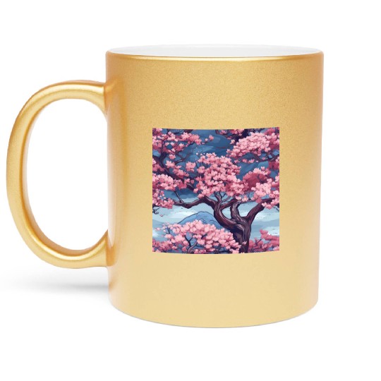 Anime Euphoria: Fantasy Cherry Blossom Dreamscape Metallic Mugs